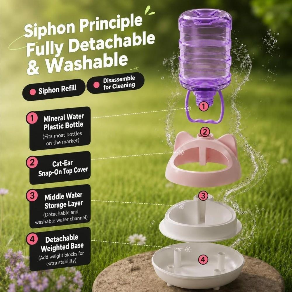 Automatic Water Replenishment Cat Ear Gravity Pet Water Drinker Pet Drinking Station For Cats Dogs