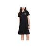 Skechers Fashion Simple Button Letter Polo Collar Short Sleeve Dress Women Dresses Carbon-Black L224W094-0018