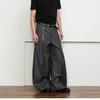 High sense deconstruction design grey scimitar casual pants for men and women spring and autumn drooping feeling commuting loose wide-legged men