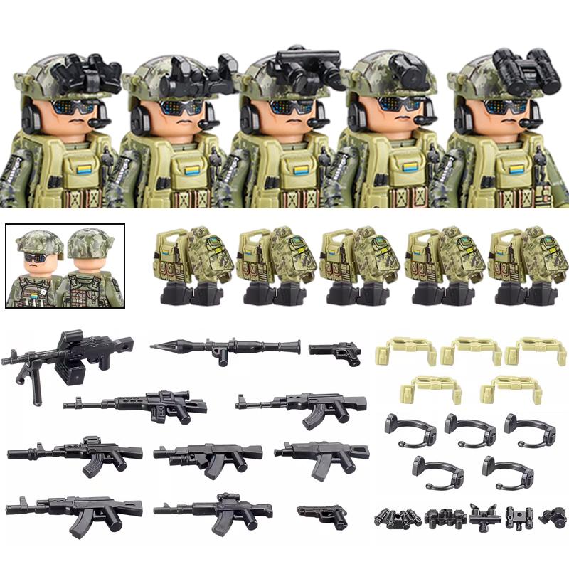 America Army Combat Uniform Special Forces Figures Building Blocks City US Special Air Service Soldier Military Weapons Toys