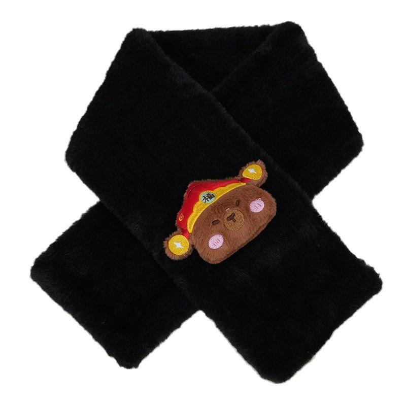 Women's Korean Style Faux Rabbit Fur Scarf - Thick, Warm, Plush Neck Warmer for Autumn/Winter 2024 - Versatile Student Accessory