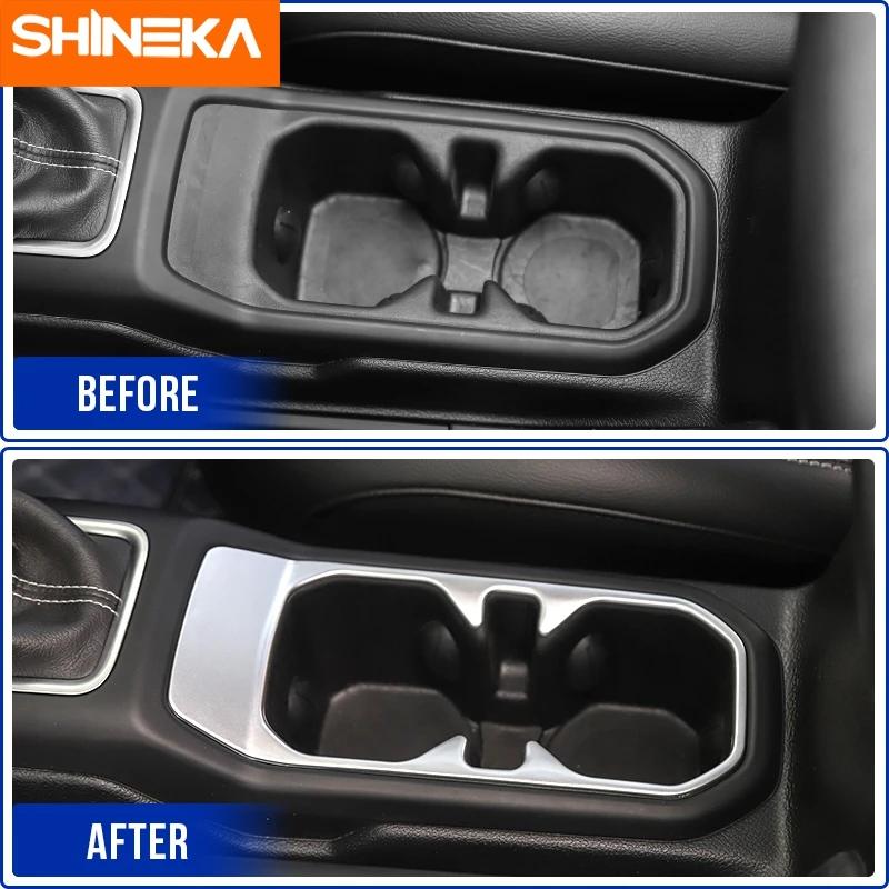 SHINEKA ABS Car Front Drink Cup Holder Decoration Cover Trim For Jeep Wrangler JL Gladiator JT 2018-2023 Interior Accessories