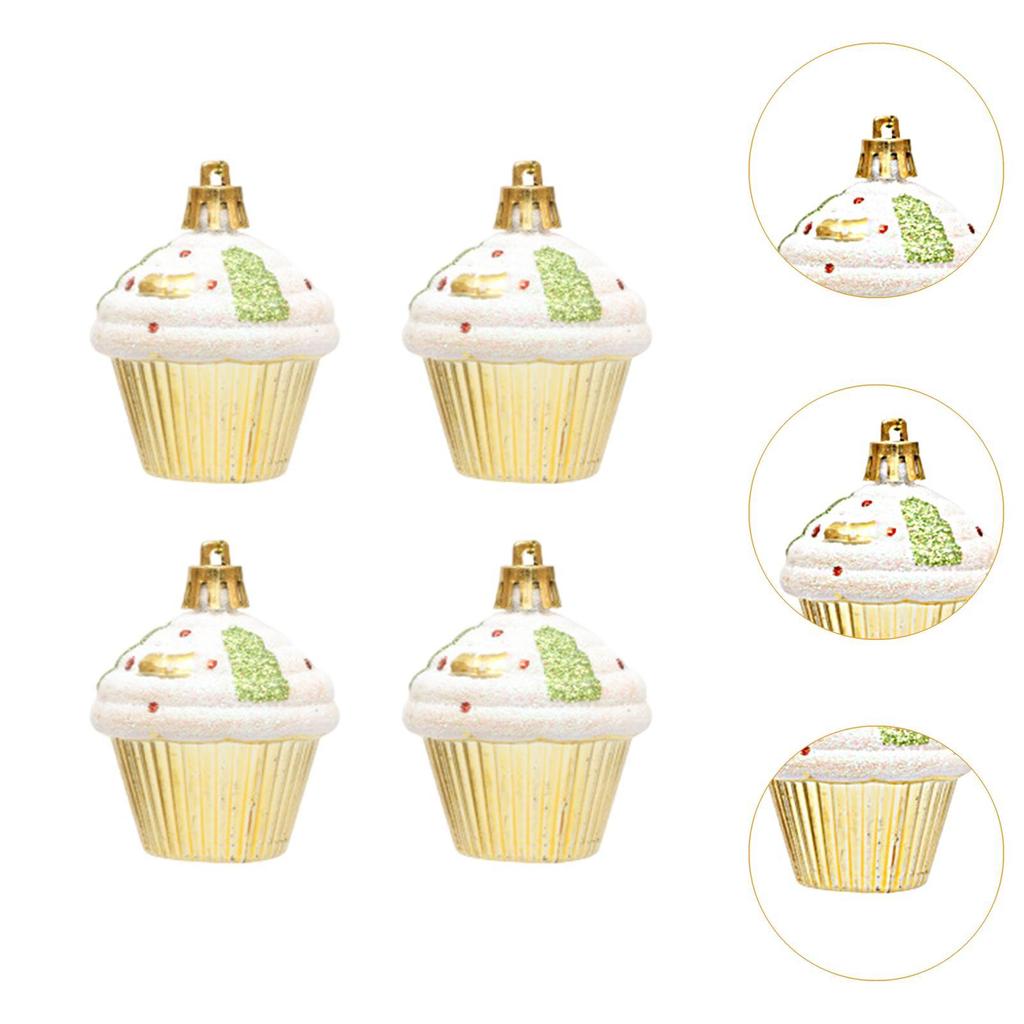 4Pcs Christmas Cupcake Decorations Indoor Hanging Christmas Tree Ornaments for