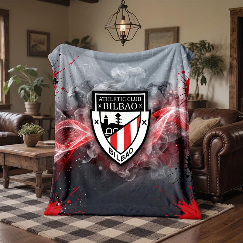 Athletic Bilbao Voetbal Print Flanellen Deken Zacht Warm Sofa Bed Plaid Deken Voor Huis Kantoor Slaapkamer