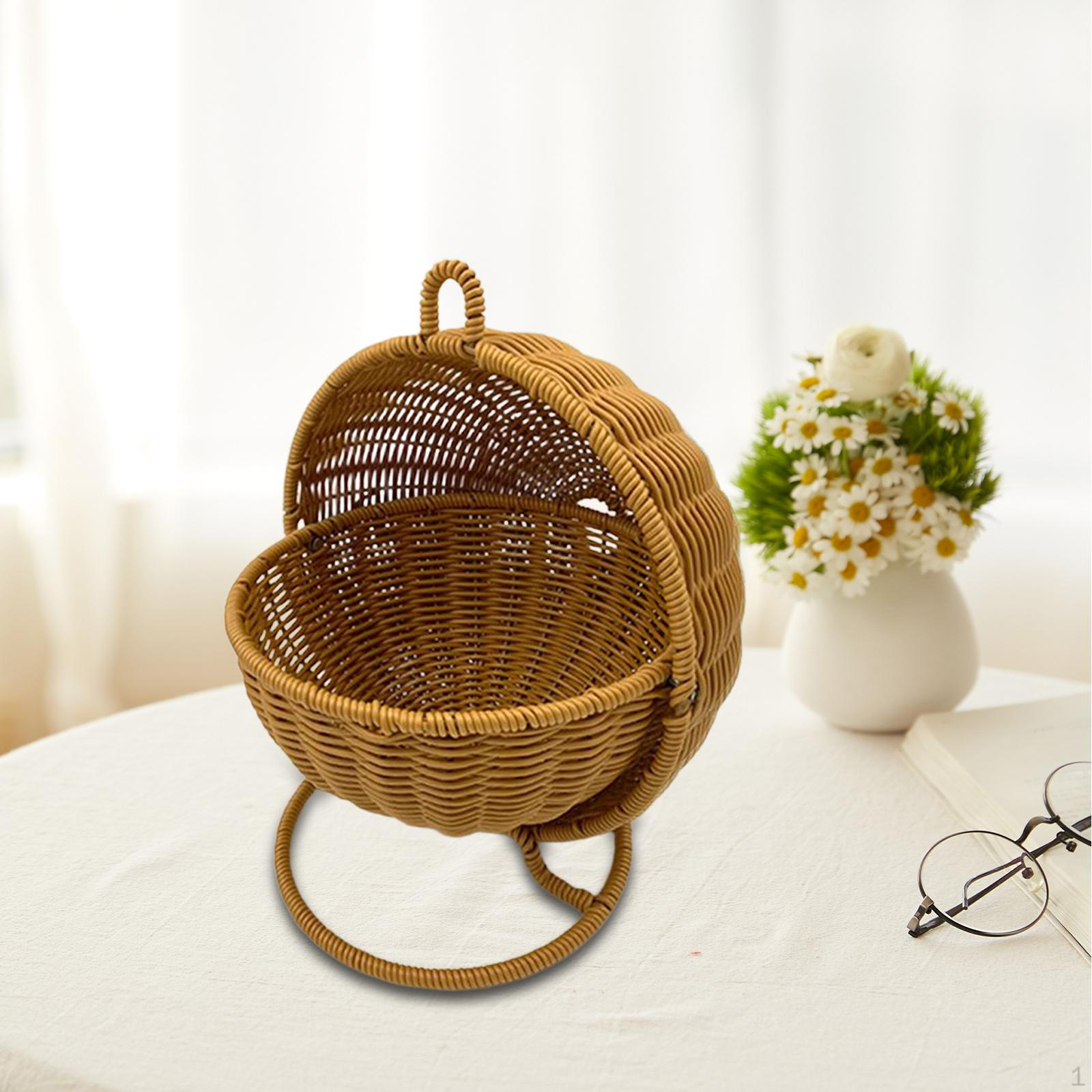 

Hand Woven Basket Storage Round Rustic Bread Baking Holder Fruit Bowl for Restaurant Living