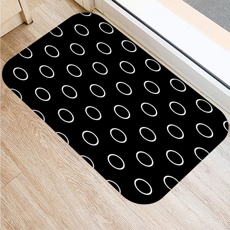 Classic Black White Geometric Pattern Carpet Kitchen Bedroom Bathroom Non-slip Floor Mat Home Hallway Entrance Balcony Doormat