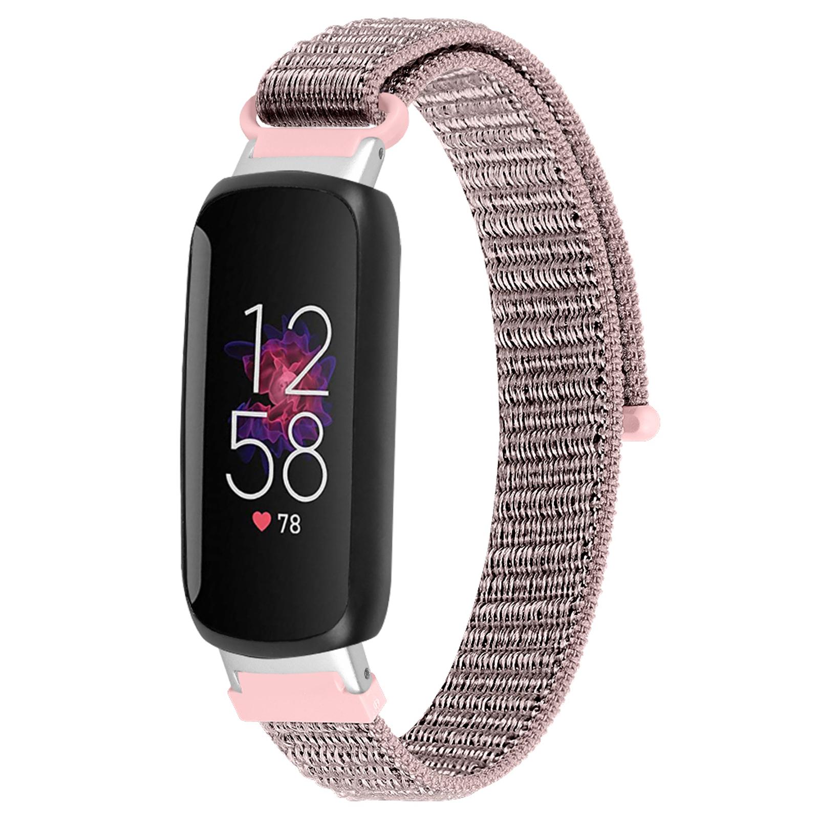 

For Fitbit Inspire 3 Soft Nylon Sport Loop Bands Braided Replacement Watch Strap Pink