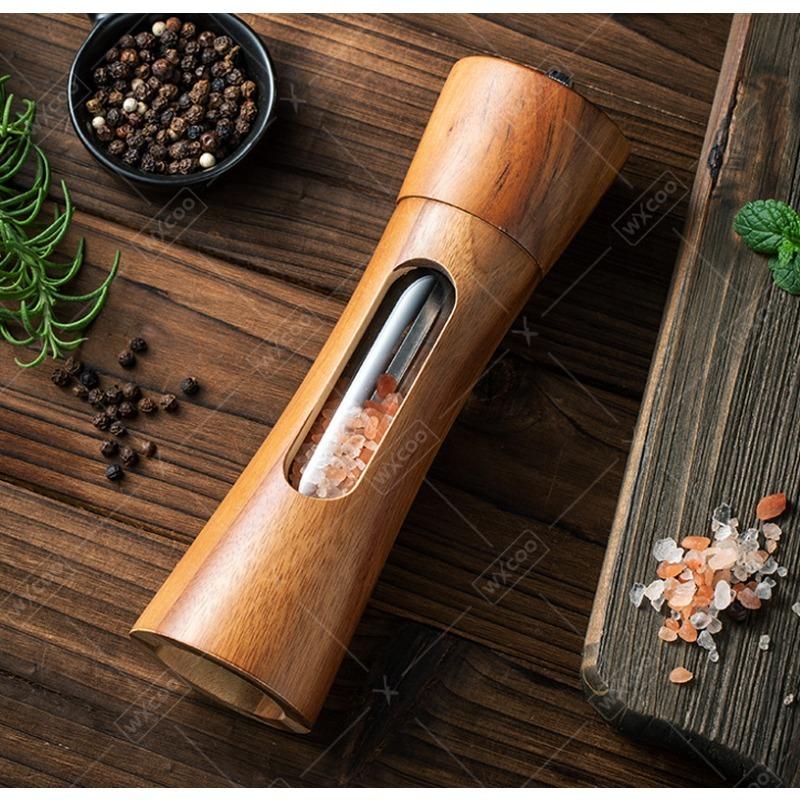 WXCOO Salt and Pepper Grinder Adjustable Ceramic Pepper Mills Manual Solid Wood Pepper Shakers Grinder for Kitchen Utensils