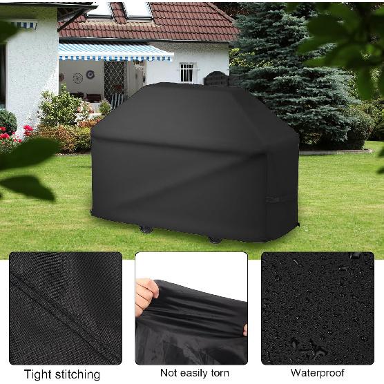 Heavy Duty BBQ Grill Cover for Outdoor Grill, 58 Inch, Waterproof, Weather Resistant, Rip Proof, Anti UV, Barbecue Gas Cover with Hook and Loop