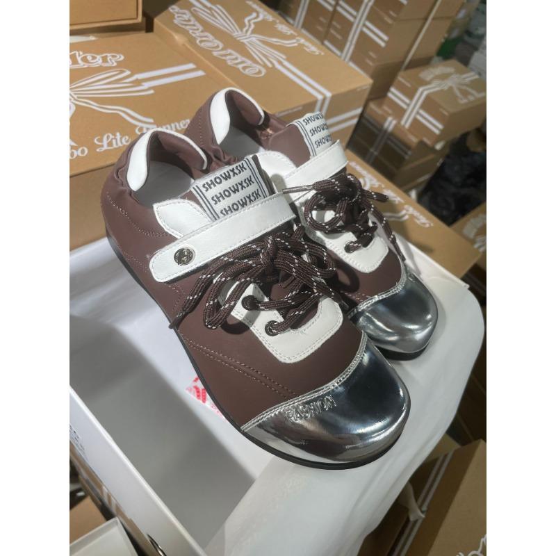 

Ballet silver women s summer new leather retro versatile casual sports Mary Jane single shoes 40 коричневый