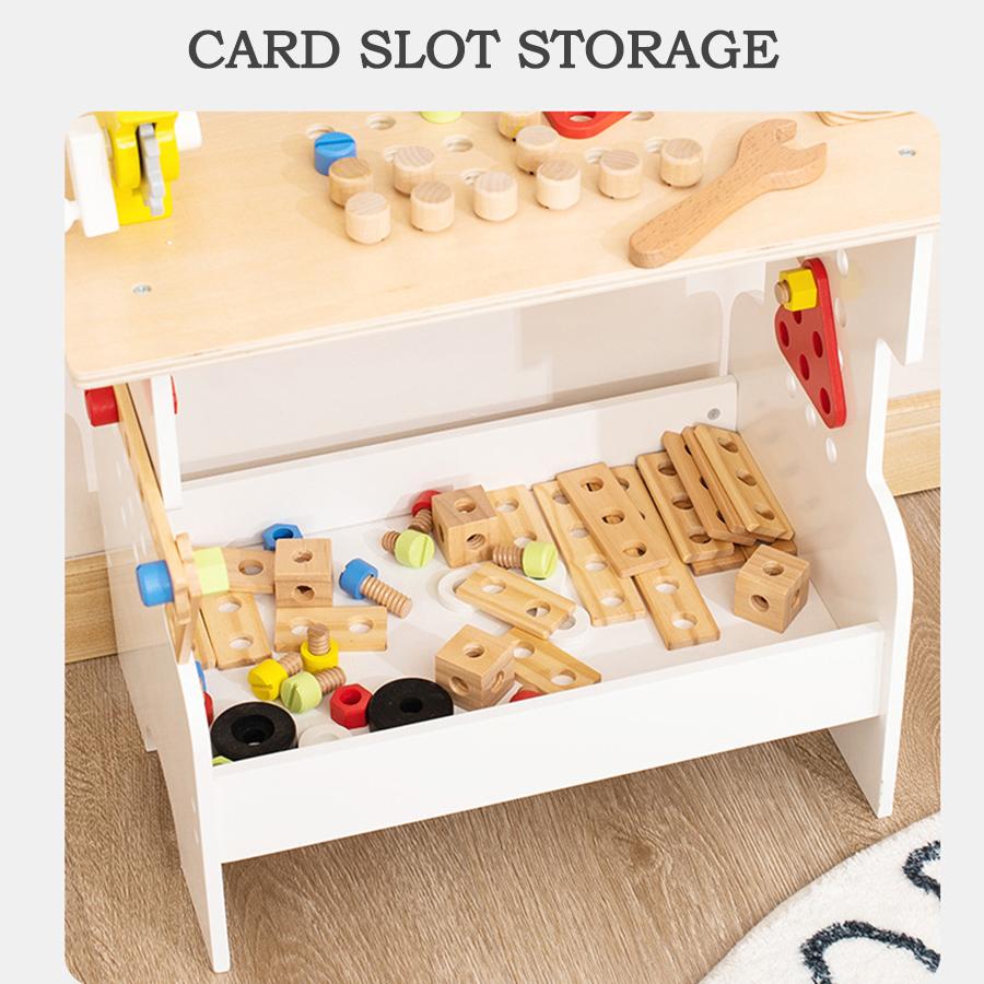 BABIBO Wooden Simulation Disassembly Nut Maintenance Tool Table Suit/children's Play Wooden Tool Table Toy