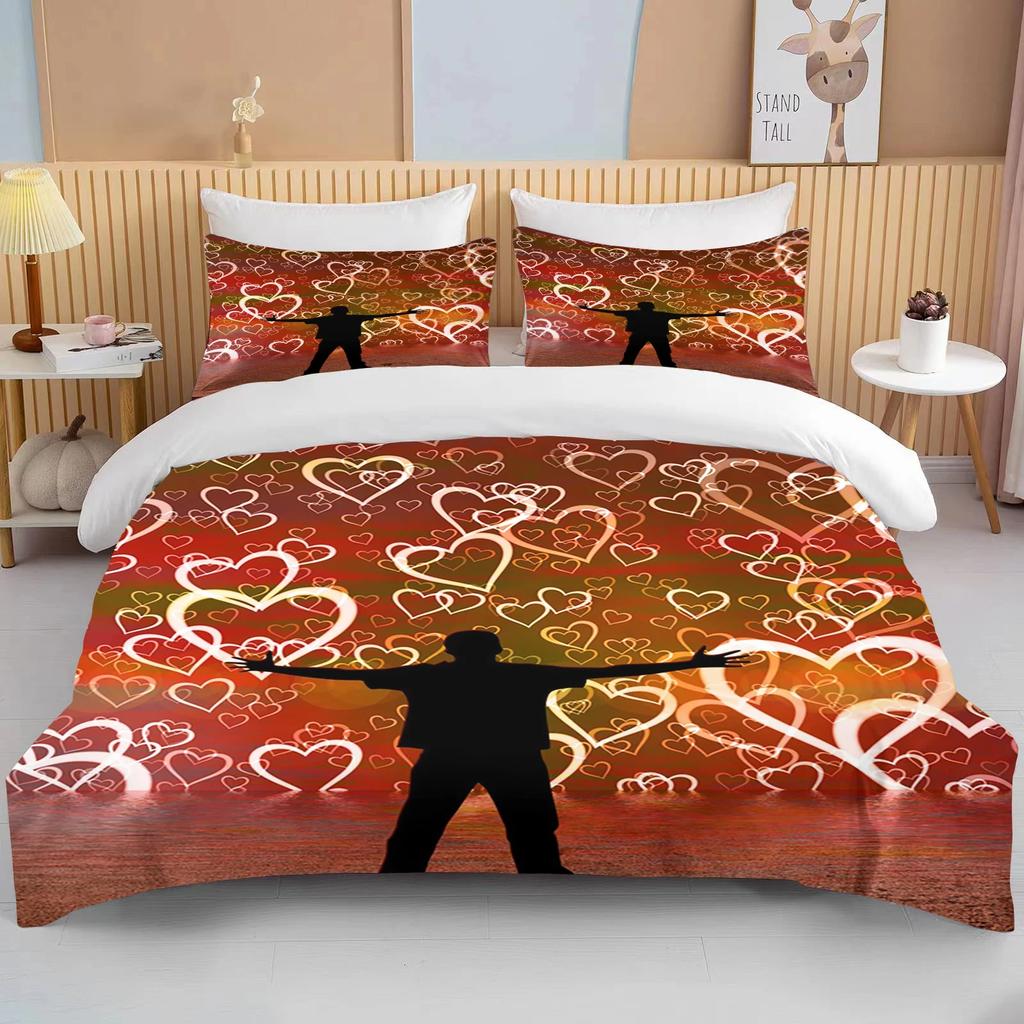 Comforter Love Heart Valentine'S Day Red Pink Rose Flower 3D Bedding Set Comforter For Couple Twin Queen King