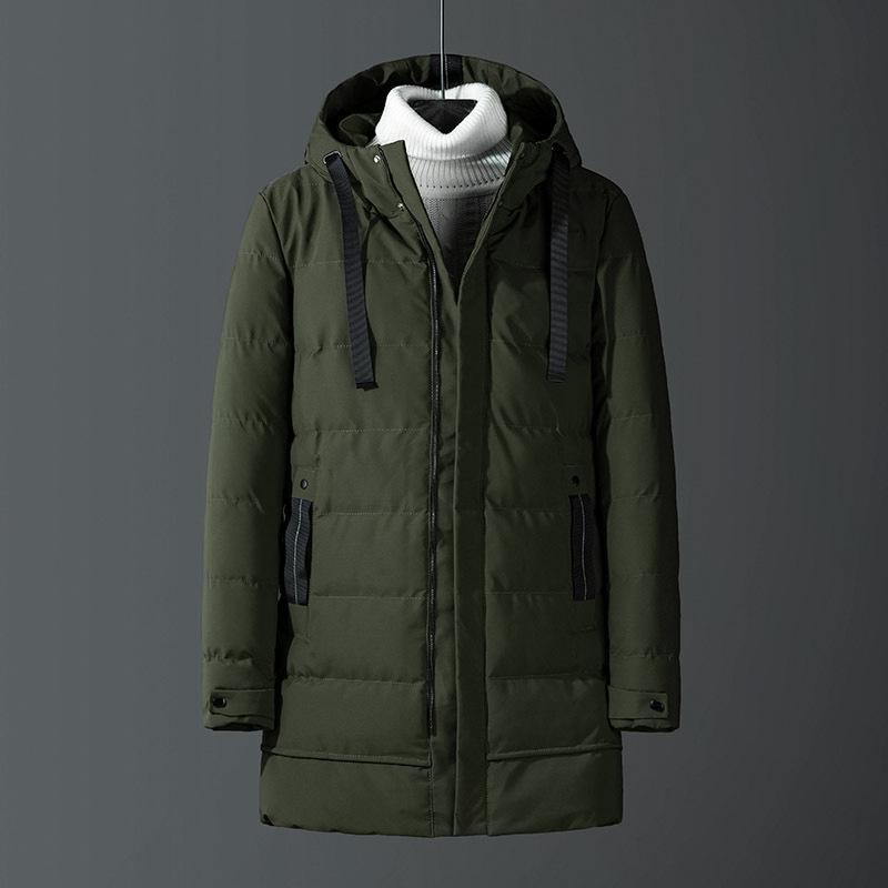 New Winter Hooded Thickened Cotton Coat for Men's Mid-length Versatile Cotton Coat Korean Style Trendy Men's Clothing