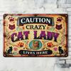 Crazy Cat Lady Vintage Metal Tin Sign Rustic Wall Decor