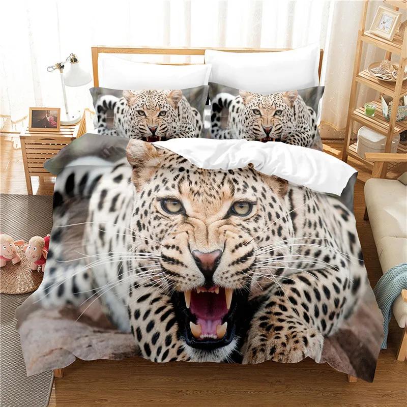 Leopard Soft Duvet Cover King Quen Sized Dimensions Brown Chetah Beding Set for Children Kids Tens Adult Peoples Wild Animal 2/3pcs Polyester Warm