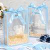 8pcs Clear Plastic Gift Bag with Ribbon Treat Bags Party Favor Bags Handbag Thank You Bags with Handle Gift Wrap Bags Gift Packaging Bag