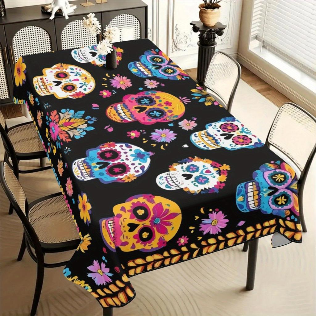 Mexico Calavera Rectangle Table Cloth for Table Decor Kitchen Dining Waterproof Reusable Tablecloth for Tables Indoor Outdoor