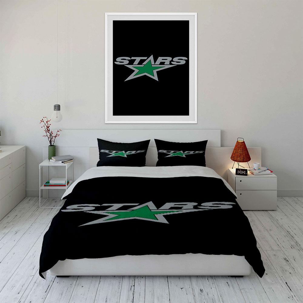 "Green Star Logo On Black Background" Print Bedding Set Duvet Cover Pillowcases (1* Duvet Cover 2* Pillowcases Do Not Include Comforter)