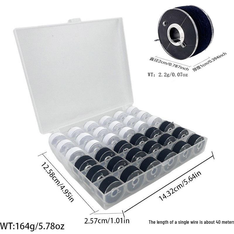 Multi-Specification Household Bobbin Set: Colored Transparent and Metal Bobbins with Thread