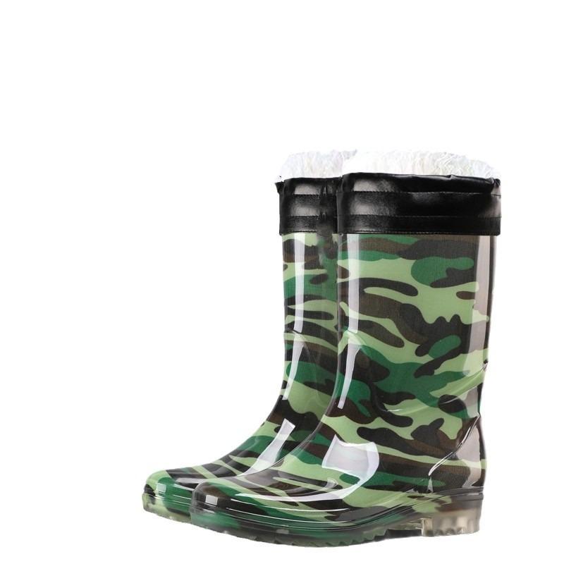 Men's rain shoes high tube camouflage 36-46 labor insurance rain shoes waterproof and non-slip men's and women's shoes warm water shoes rubber shoes