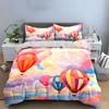 Colorful Hot Air Balloon Decor Soft Comfortable Duvet Cover Bedding Set Included 1*Duvet Cover & 2*Pillowcases, Gift