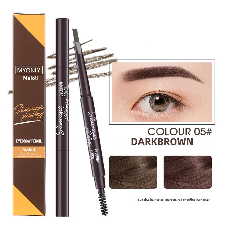 Maioli Dual-Ended Automatic Rotating Waterproof Eyebrow Pencil - Triangle Tip, Long-Lasting, Sweat-Proof, Non-Smudge