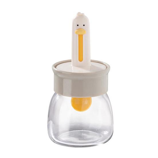 Seasoning Jar Glass Spice Dispenser Quantitative Countertop Kitchen Canister Sugar Bowl Condiment Bottle with Telescopic Spoon
