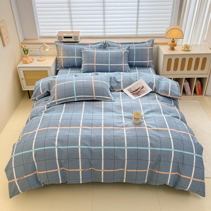 Skin-friendly Cotton Plant Cashmere Thickened Sanded Four-piece Bedding Set Dormitory Three-piece Set Bed Sheet Quilt Cover