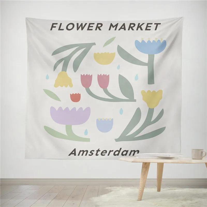 

Маленький свежий цветочный декоративный гобелен для дома, настенное украшение, гобелен для офиса, гостиной 100x75cm