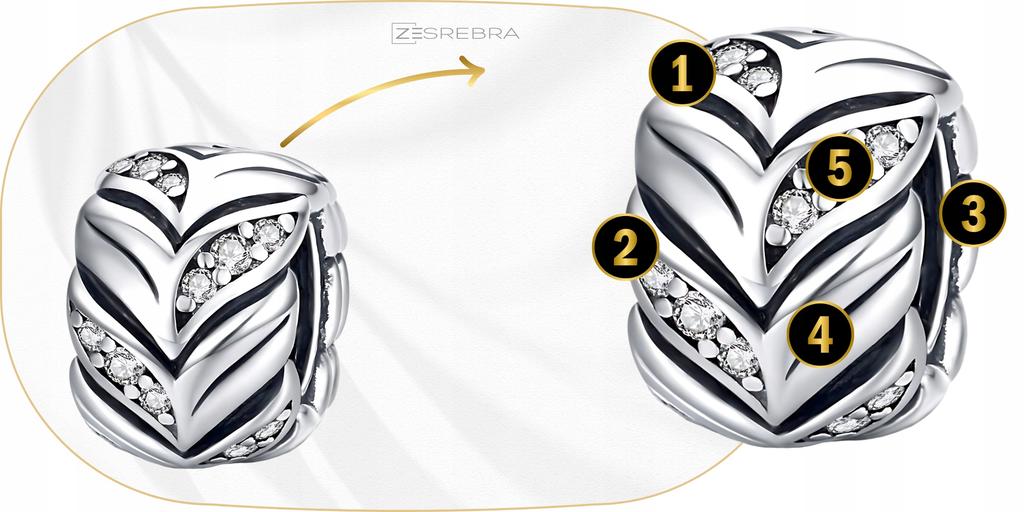 Charms Pattern Zircons 925 Bead Charms Tread Pendant