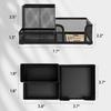 Black Mesh Desk Organizer - 3 Compartments With Pen Holder & Storage Baskets, Tame Office Supplies Clutter Fast