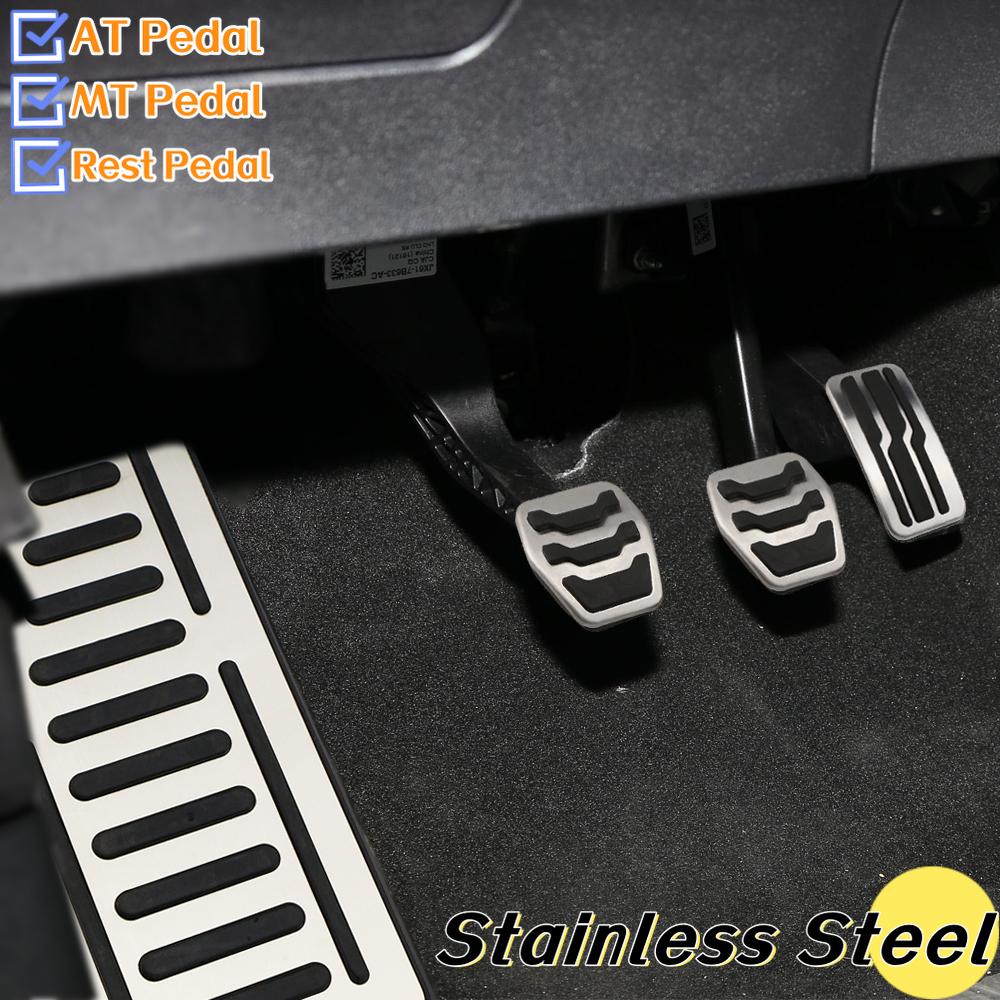 AJO1 Stainless Steel Car Pedal Cover for Ford Focus 2 3 4 MK2 MK3 MK4 RS ST 2005-2020 Kuga Escape 2009-2020 LHD Pads Pedals Parts