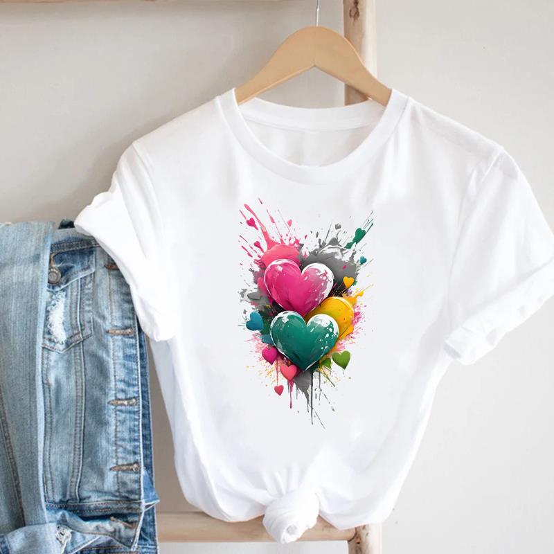 (Asian Size) Lady Female Top Graphic Short Sleeve T-shirts Printed Fashion letter love Clothing Women Casual T Shirt Tee