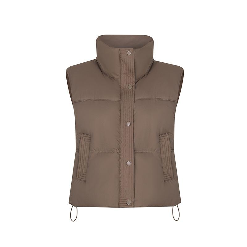 Autumn and Winter Foreign Style Loose and Versatile Sleeveless Short Stand-up Collar Down Cotton Vest Women's Design Vest Jacket