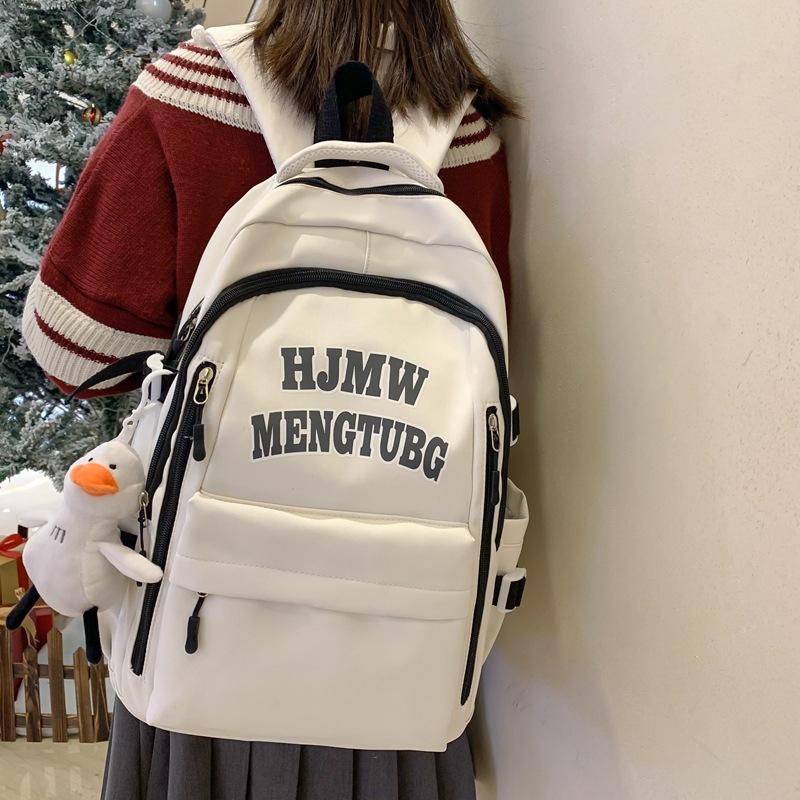 

Schoolbag Female College Student Simple High School Student Junior High School Student Boys Alphabet Backpack 2025 New Japanese Backpack Single pack синий
