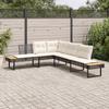 VidaXL Garden Sofa with Cushions L-Shaped Black Rattan Acacia, Corner Garden Sofa, Corner Patio Sofa, 365634