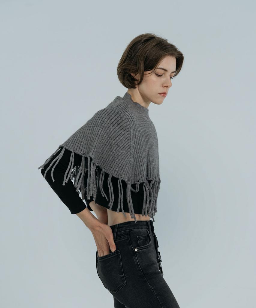 DOLIGRAM Cape Warmer Knit Shawl Gray