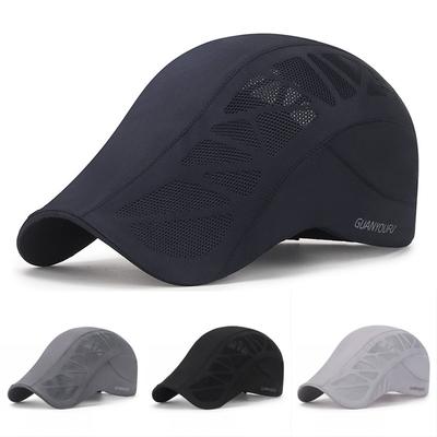Men Summer Outdoor Mesh Breathable Quick-Dry Beret Hat Golf Running Cap Womens Newsboy  Working Casquette Sun Hats Flat Visor