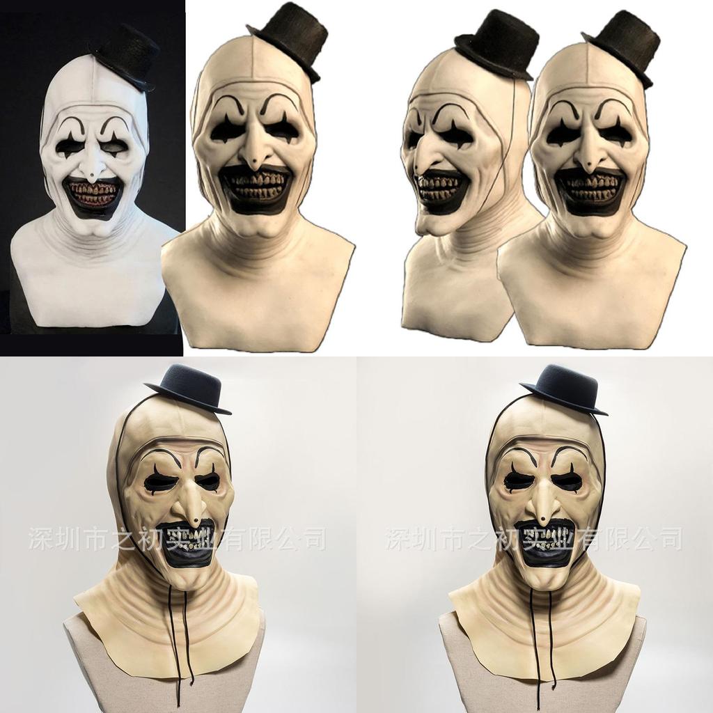 Gruselige Halloween-Clownmaske Kopfschmuck für Cosplay und Partys Schreckliches weißes Latex