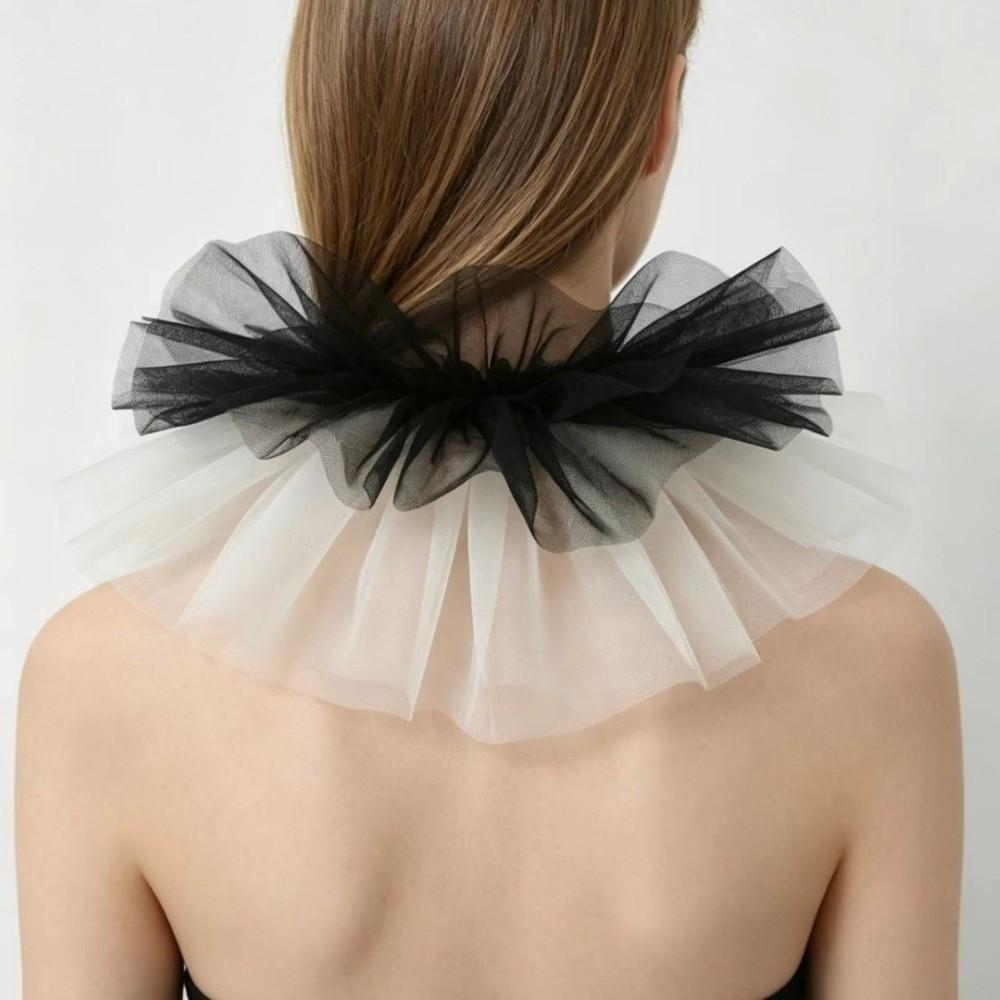 Detachable Fake Collar Shawl Ruffle Mesh Makeup Neck Shawl Vintage Neck Collar  Cosplay Event