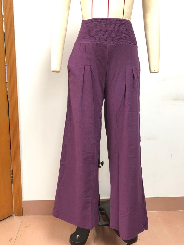 Cross2026 Women's Comfortable Cotton Linen Mid-Waist Long Pants - Casual Spring European American Style