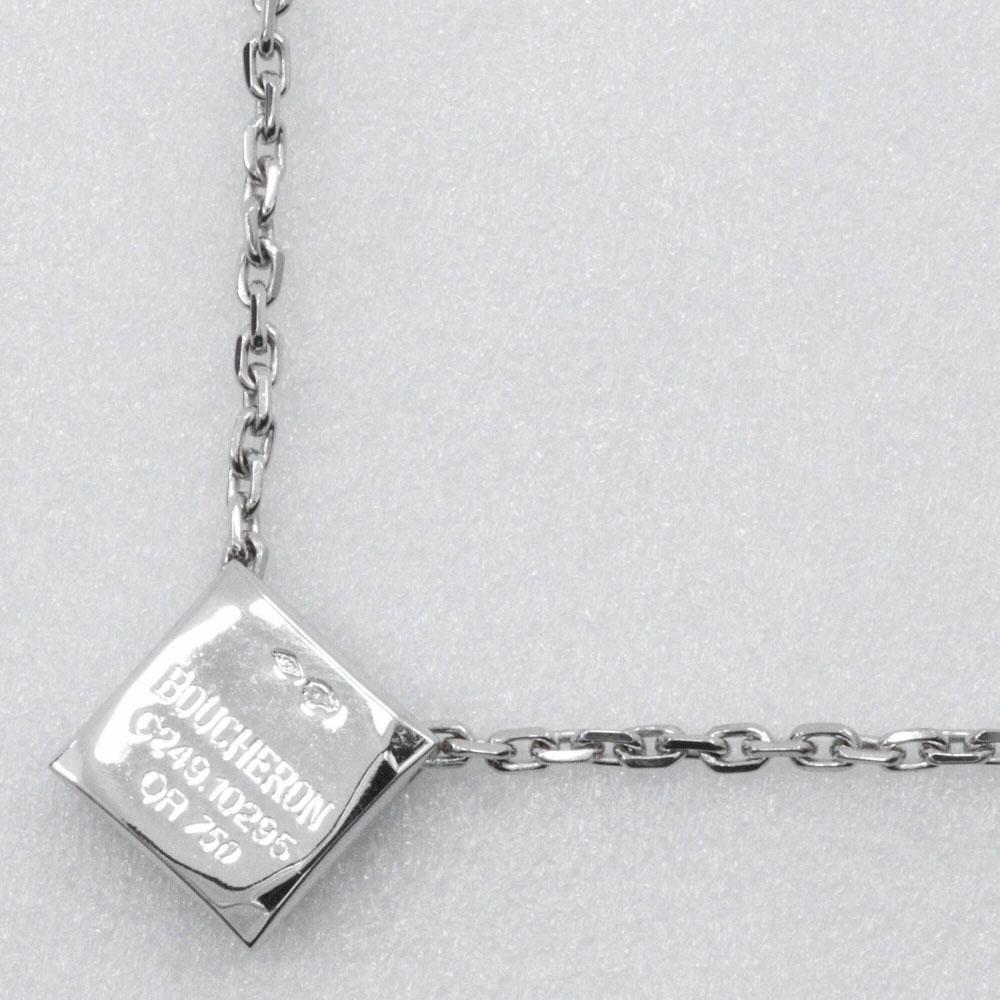 Boucheron Square Necklace 1P diamond K18 white gold/diamond Square 9.2g Women Used