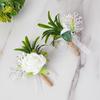 Pack of 6 White Artificial Rose Boutonniere Pin Elegant Bridals Brooch Wedding Groomsmen Accessories Suit Decoration