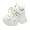 Moda 7CM Sneakers Platform Casual da Donna Tacchi Alti Nuove Scarpe Sportive in Pelle Primavera Bling Trainers Sneakers Chunky Zapatos Mujer