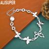 925 Sterling Silver Fashionable And Exquisite Butterfly Charm Bracelet Gift Jewelry