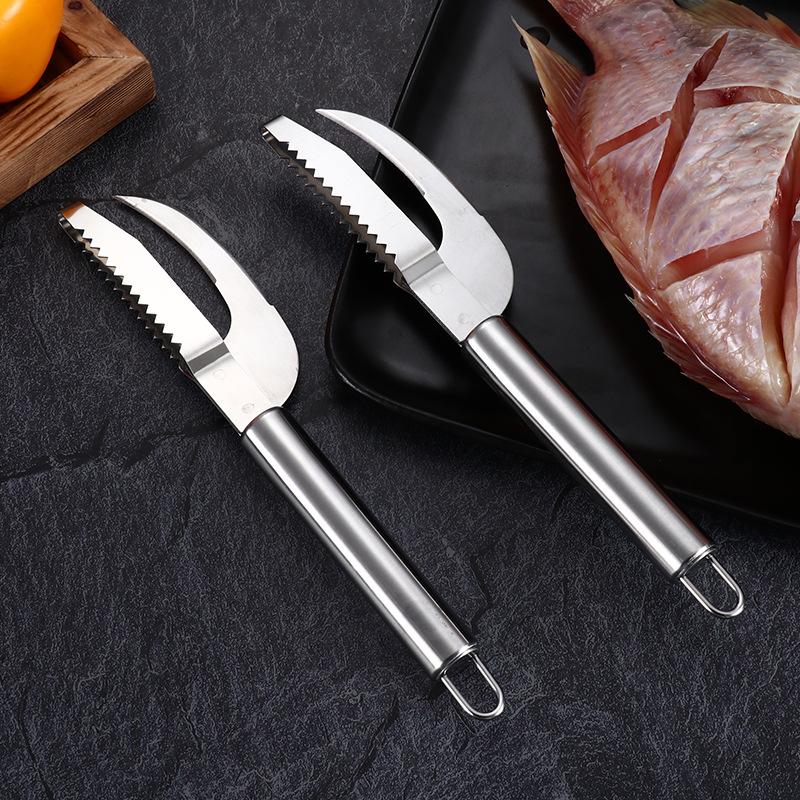 Cuțit pentru cântare de pește cu mâner rotund din oțel inoxidabil Rideau pentru cântare de pește Racletă pentru cântare de pește de uz casnic Cuțit pentru burtă de pește pentru uciderea peștelui Rideau pentru cântare de pește