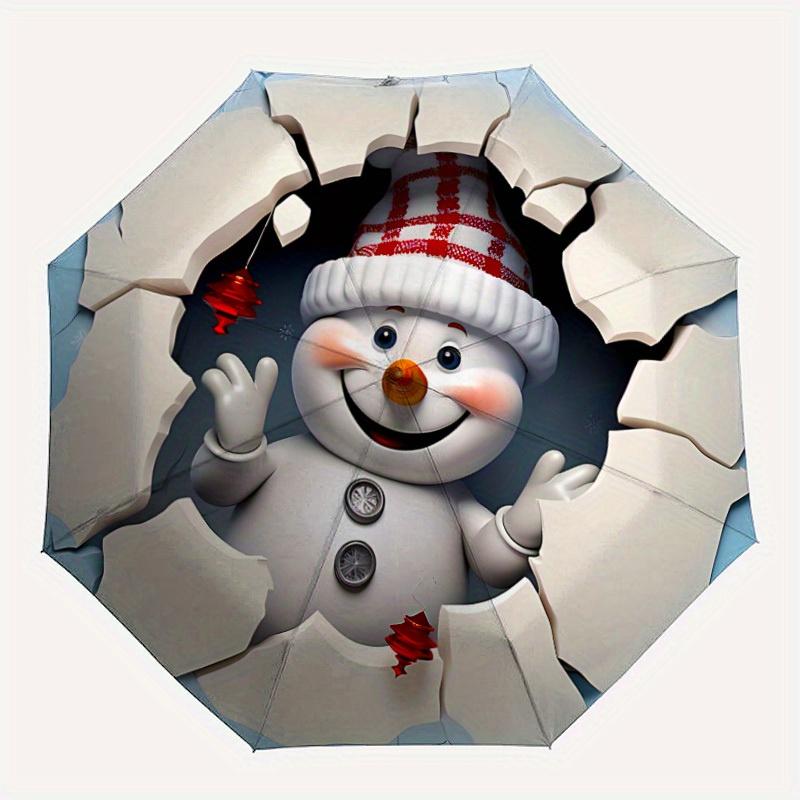

1pc Snowman Decorations Automatic Open/close Folding Umbrella, Compact Portable Travel Umbrella,Durable Construction yy250814179