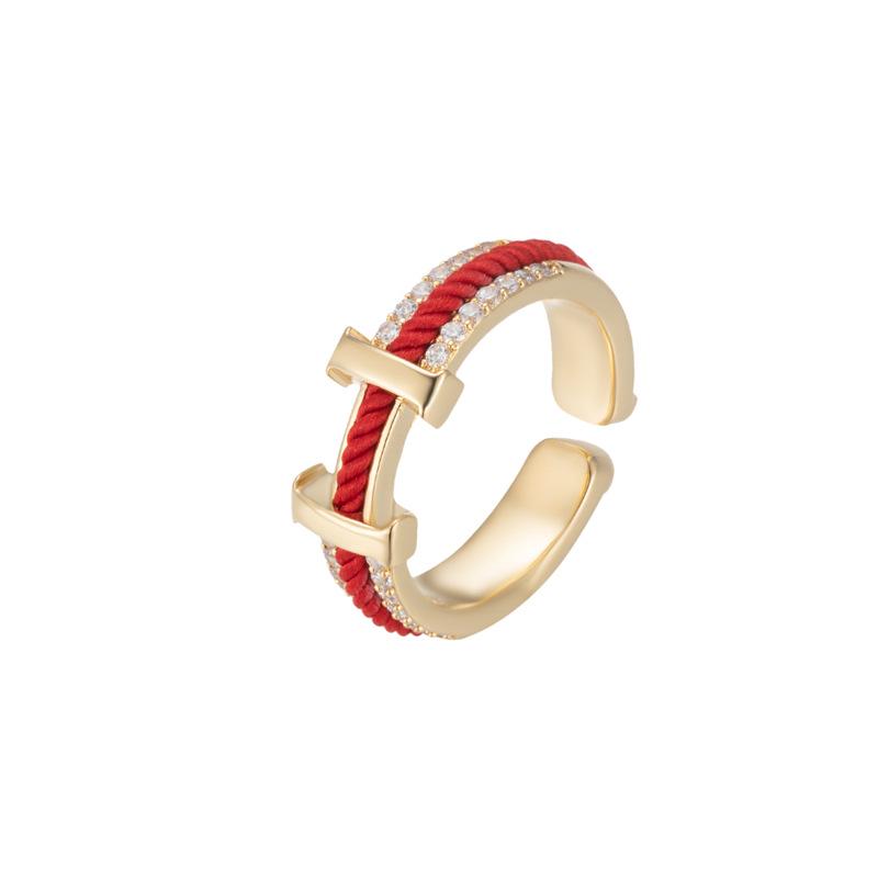 Chinese Christmas Red String Open Ring - Minimalist Advanced Sense Benmingnian Index Finger Band