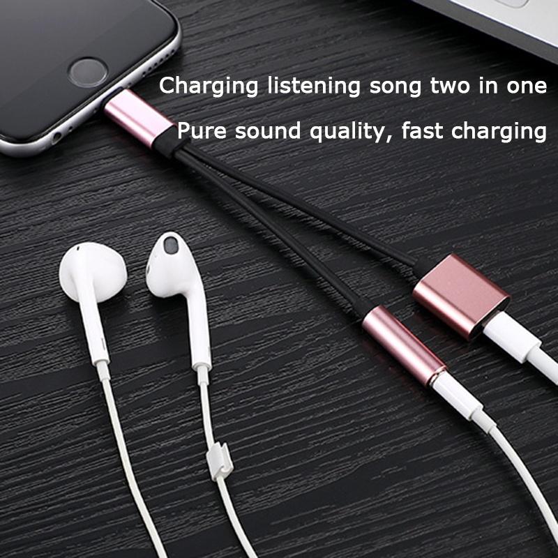 Adaptér Nabíječka Audio kabel 2 v 1 nabíjení na 3,5 mm jack sluchátka Aux převodník pro Apple Iphone 7 8