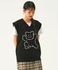 Graver [Unisex] Big Line Bear Smile Knit Vest_Black
